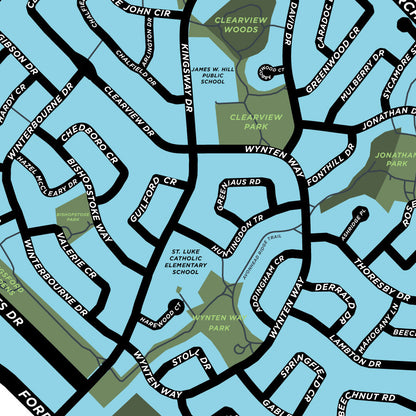 Clearview Neighbourhood Map Print (Oakville)