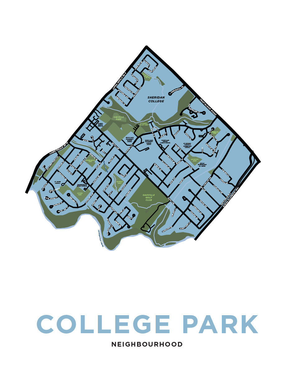 College Park Neighbourhood Map Print (Oakville)