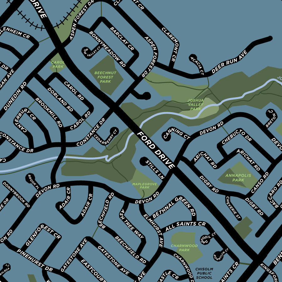 Ford Drive Neighbourhood Map Print