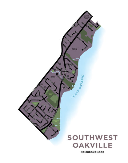 Southwest Oakville Neighbourhood Map Print