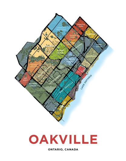 Oakville Neighbourhoods Map Print