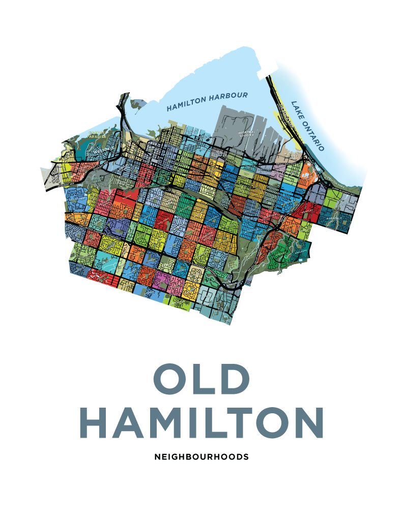 Old Hamilton Neighbourhoods Map Print