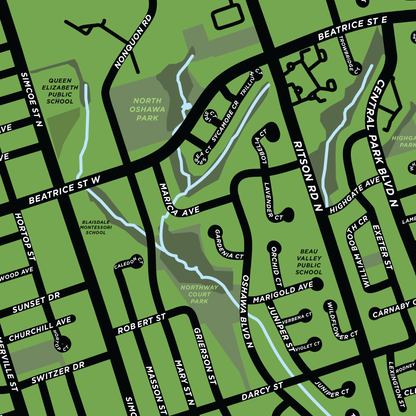 Centennial Neighobourhood Map Print (Oshawa)