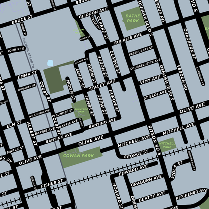Central Neighbourhood Map Print (Oshawa)