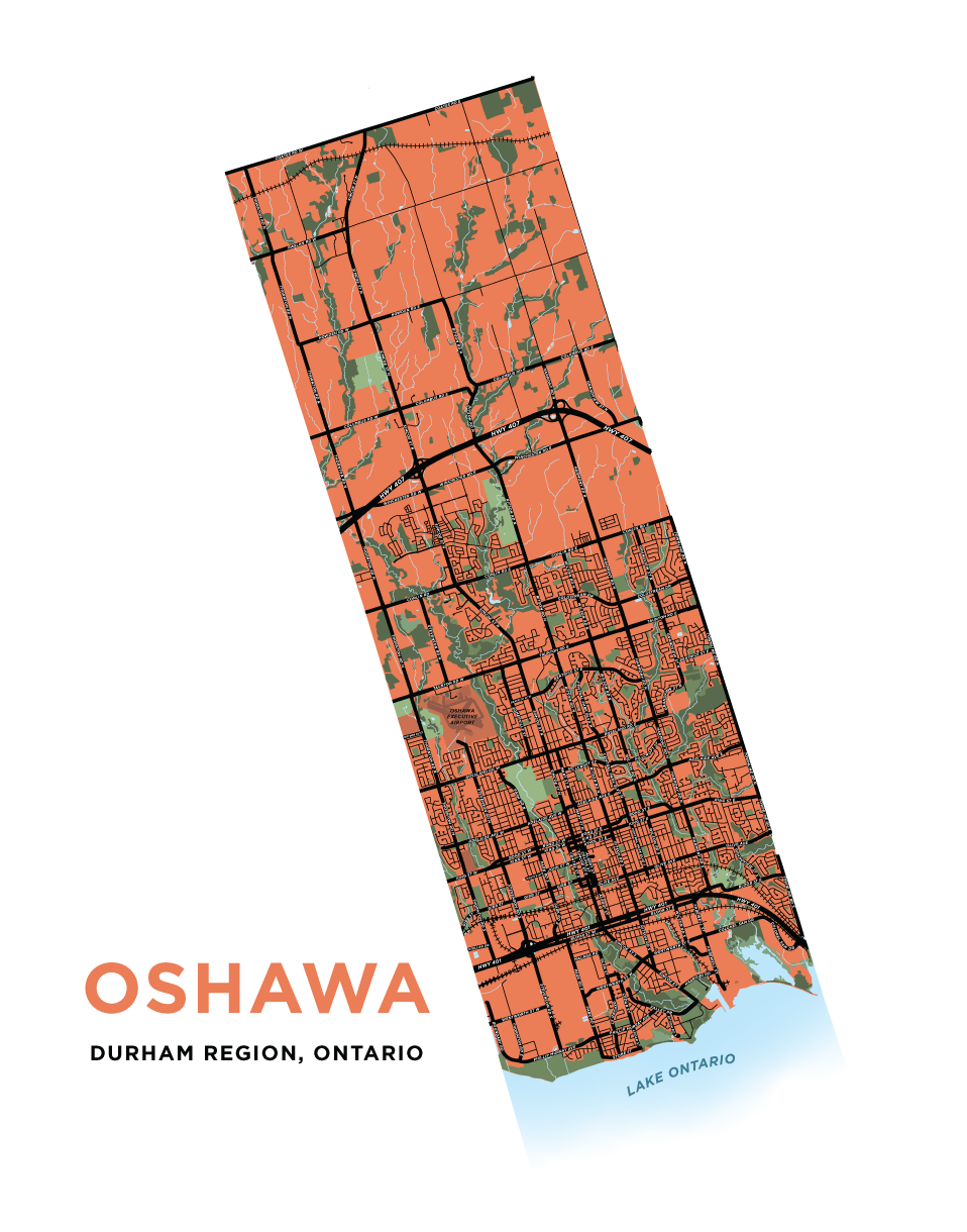 Oshawa Map Print