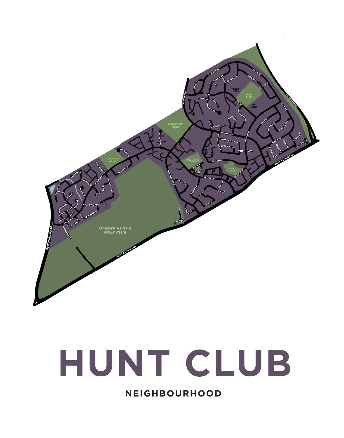 Ottawa - Hunt Club Neighbourhood Map Print