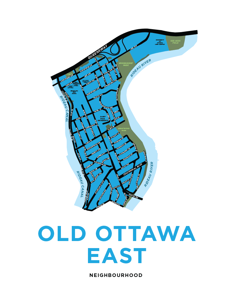 Old Ottawa East Neighbourhood Map Print