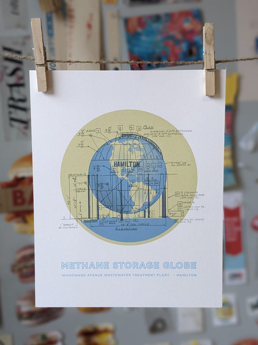 Hamilton Globe with Blueprint 8x10 Print