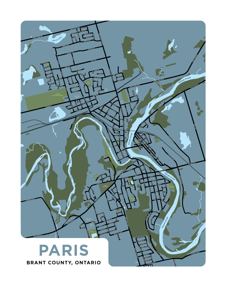 Paris, Ontario Map Print