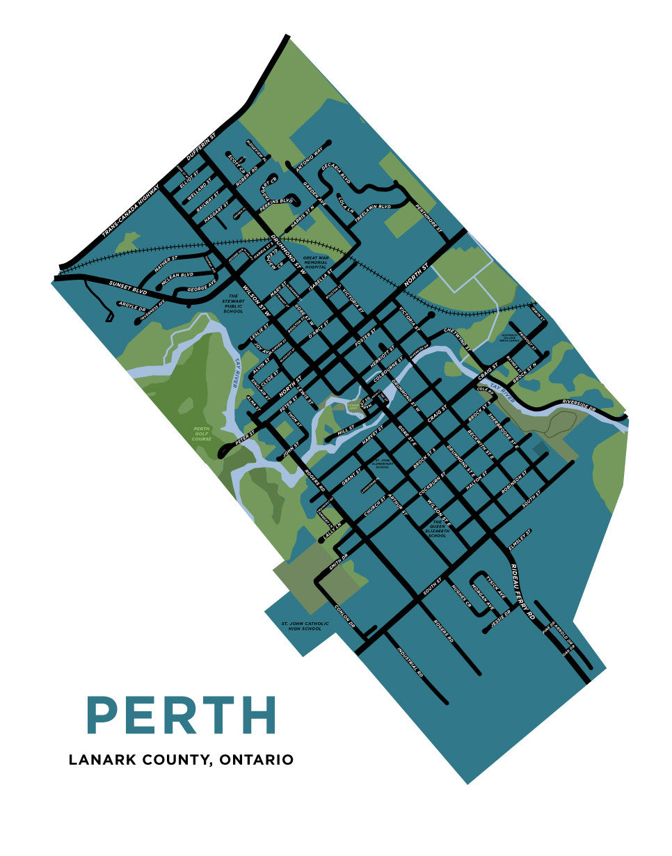 Perth, Ontario Map Print (Lanark County)