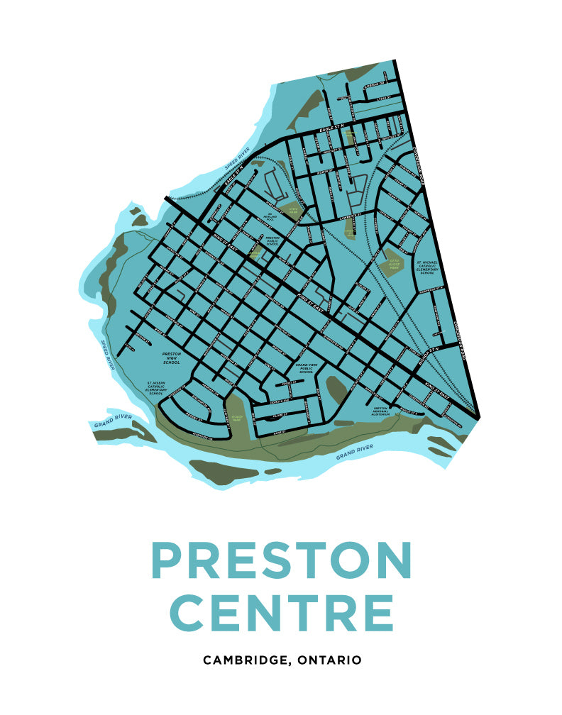 Preston Centre Map Print (Cambridge)