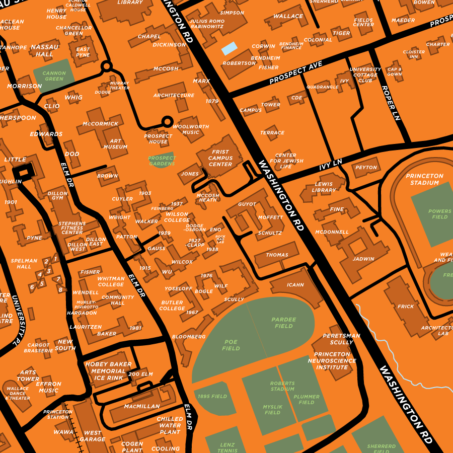 Princeton University Campus Map Print