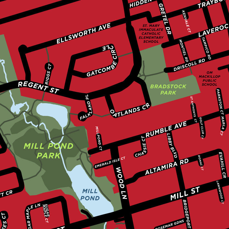 Mill Pond Neighbourhood Map Print