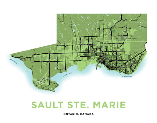 Sault Ste. Marie Map Print