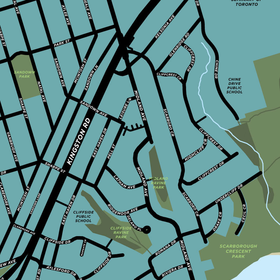 Cliffside Village Neighbourhood Map Print