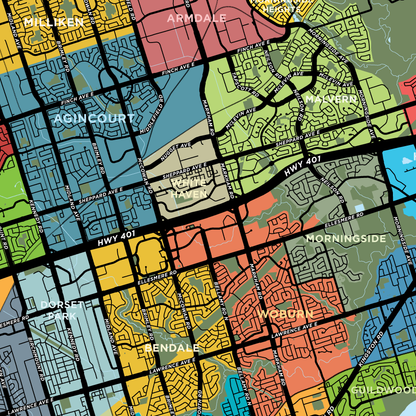 Scarborough Neighbourhoods Map Print