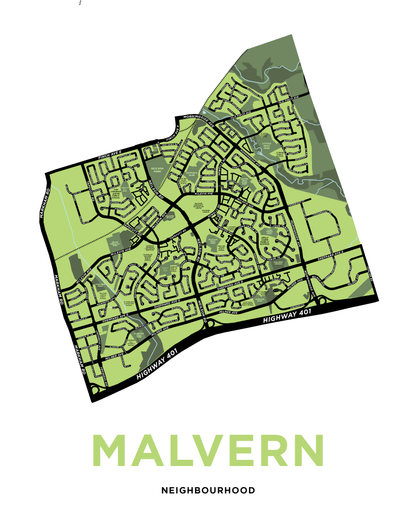 Malvern Neighbourhood Map Print