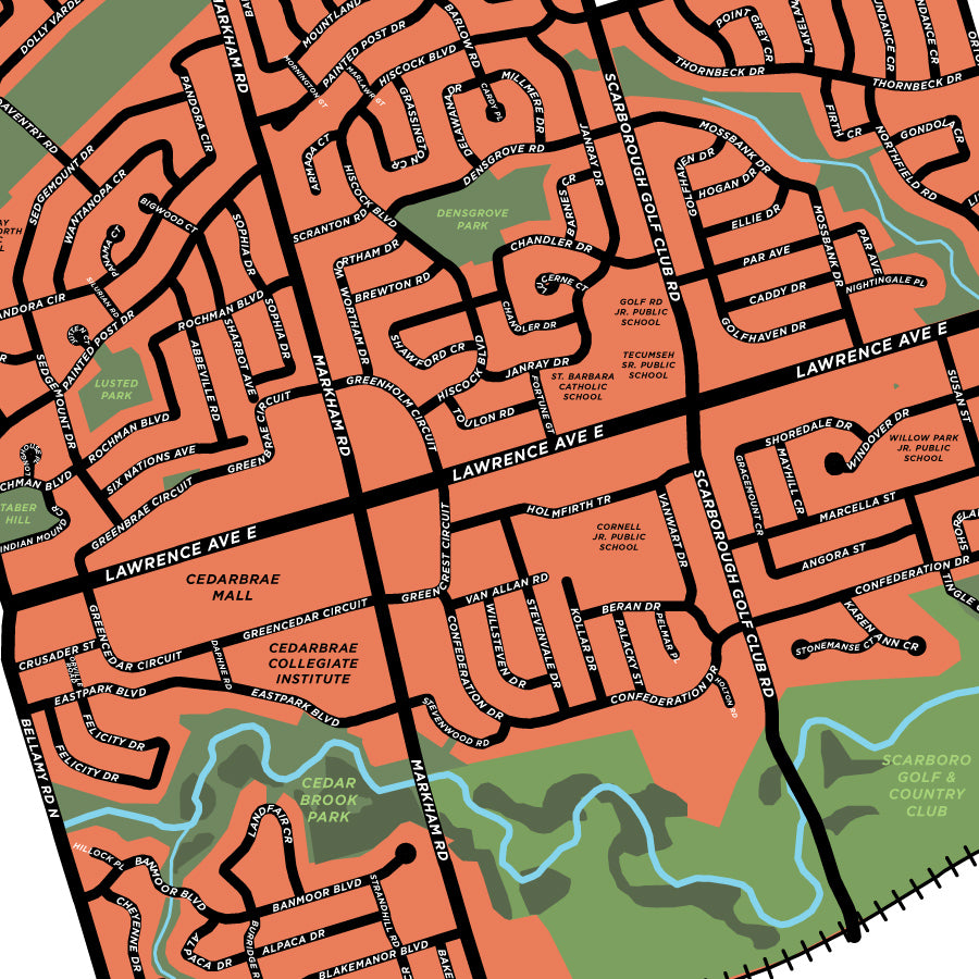 Woburn Neighbourhood Map Print