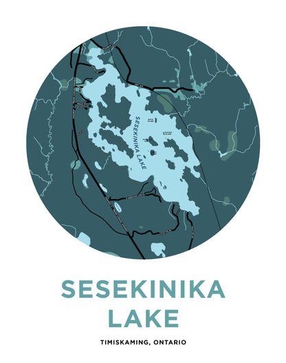Sesekinika Lake Map Print
