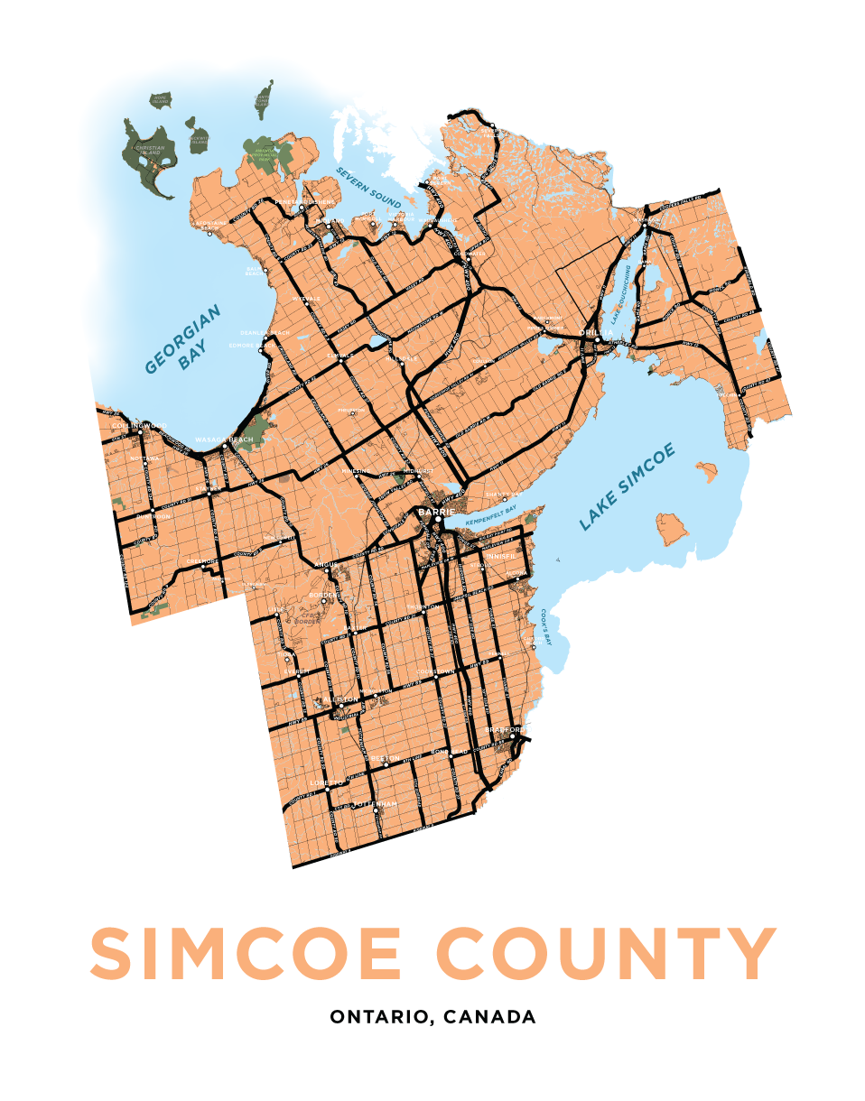 Simcoe County Map Print – Jelly Brothers