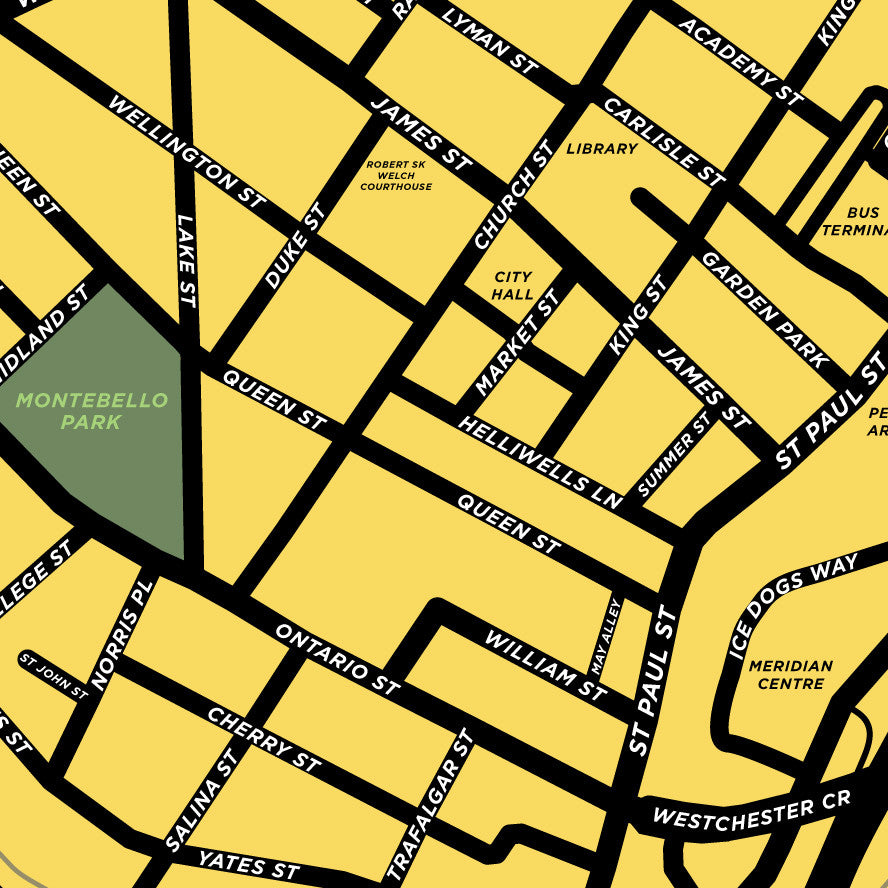 Downtown St. Catharines Neighbourhood Map Print