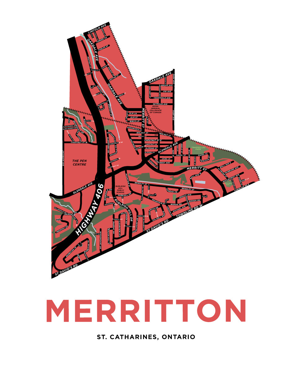 Merritton Town Map Print