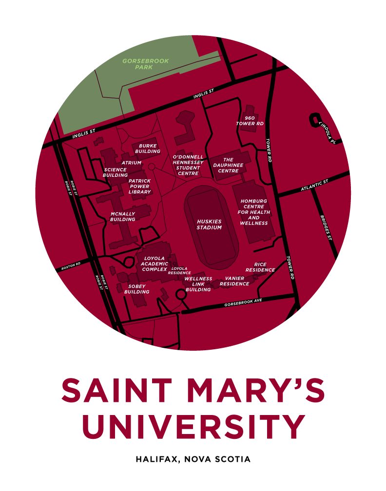 Saint Mary's University Campus Map Print Jelly Brothers