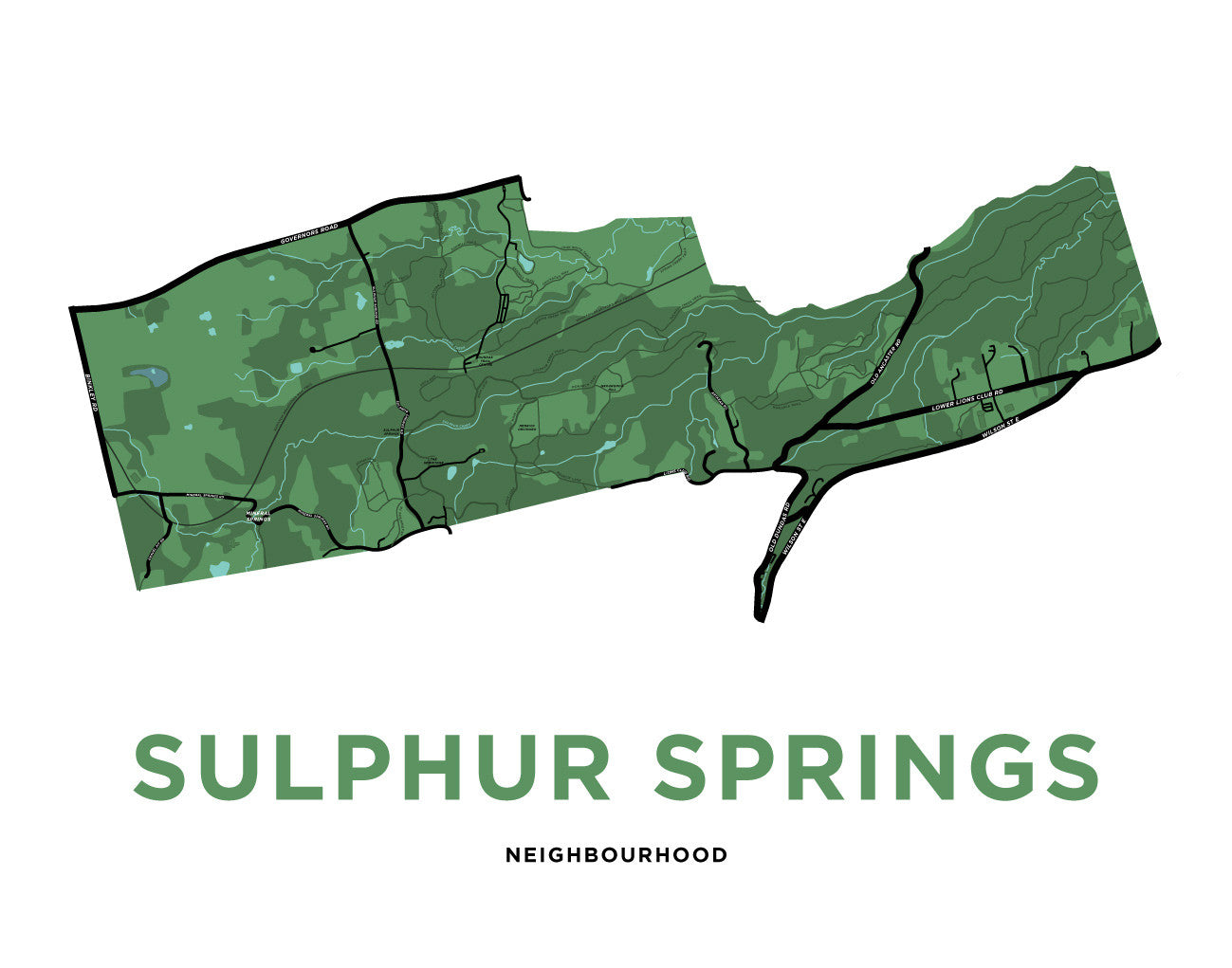 Sulphur Springs Neighbourhood Map Print