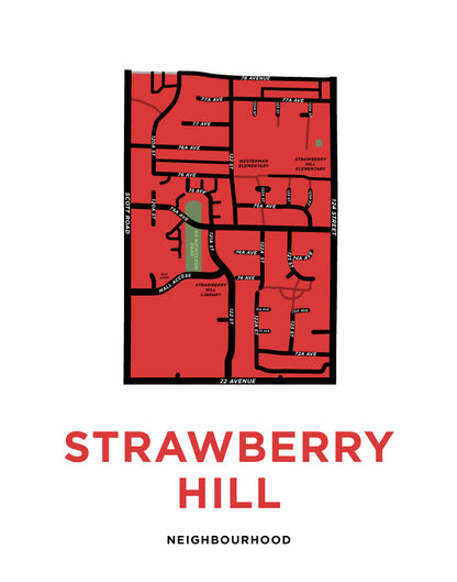 Strawberry Hill Neighbourhood Map Print (Surrey, BC)