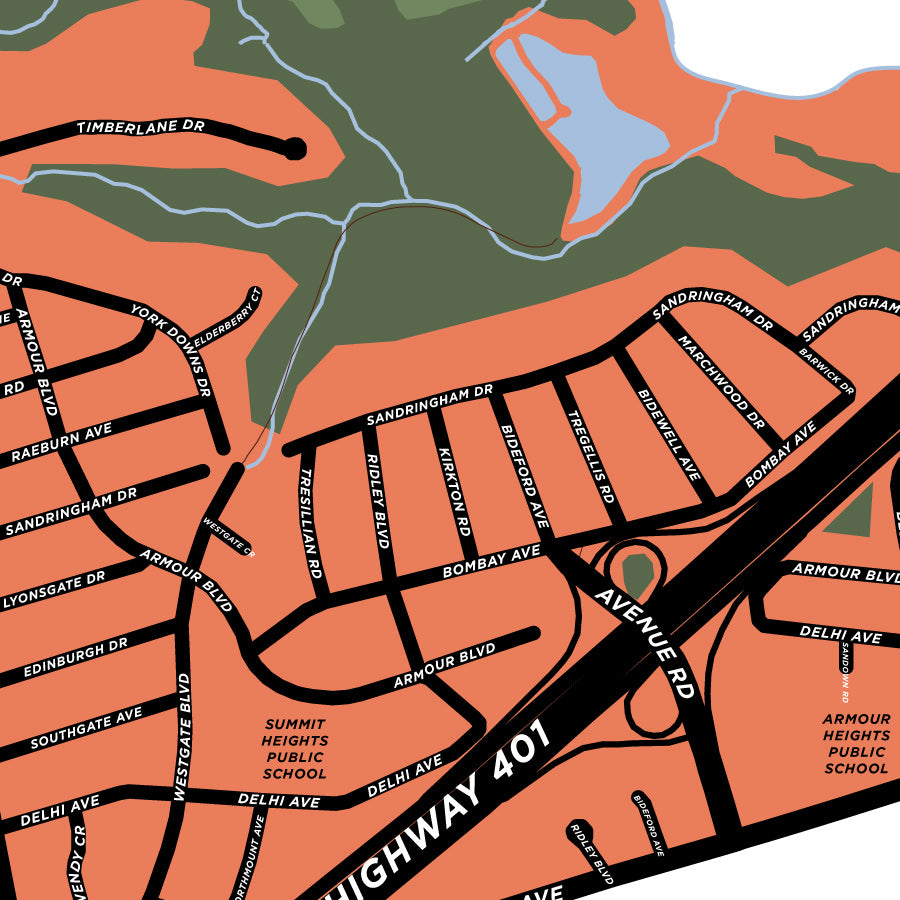 Armour Heights Neighbourhood Map Print