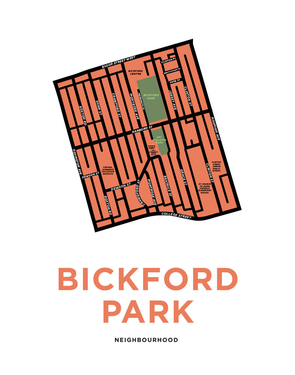 Bickford Park Neighbourhood Map Print