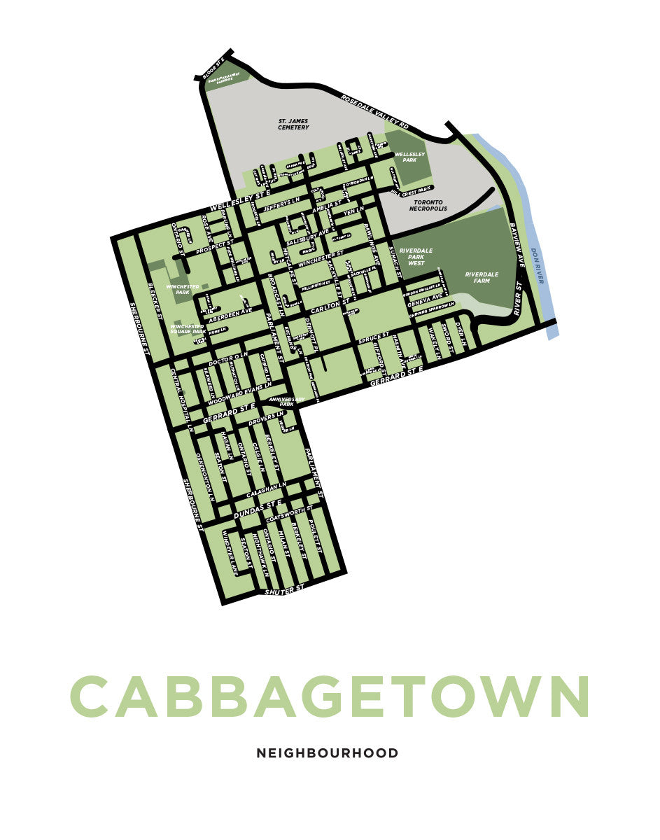 Cabbage Rd Cabbagetown Neighbourhood Map Print (Toronto) – Jelly Brothers