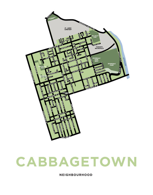 Cabbagetown Neighbourhood Map Print (Toronto)