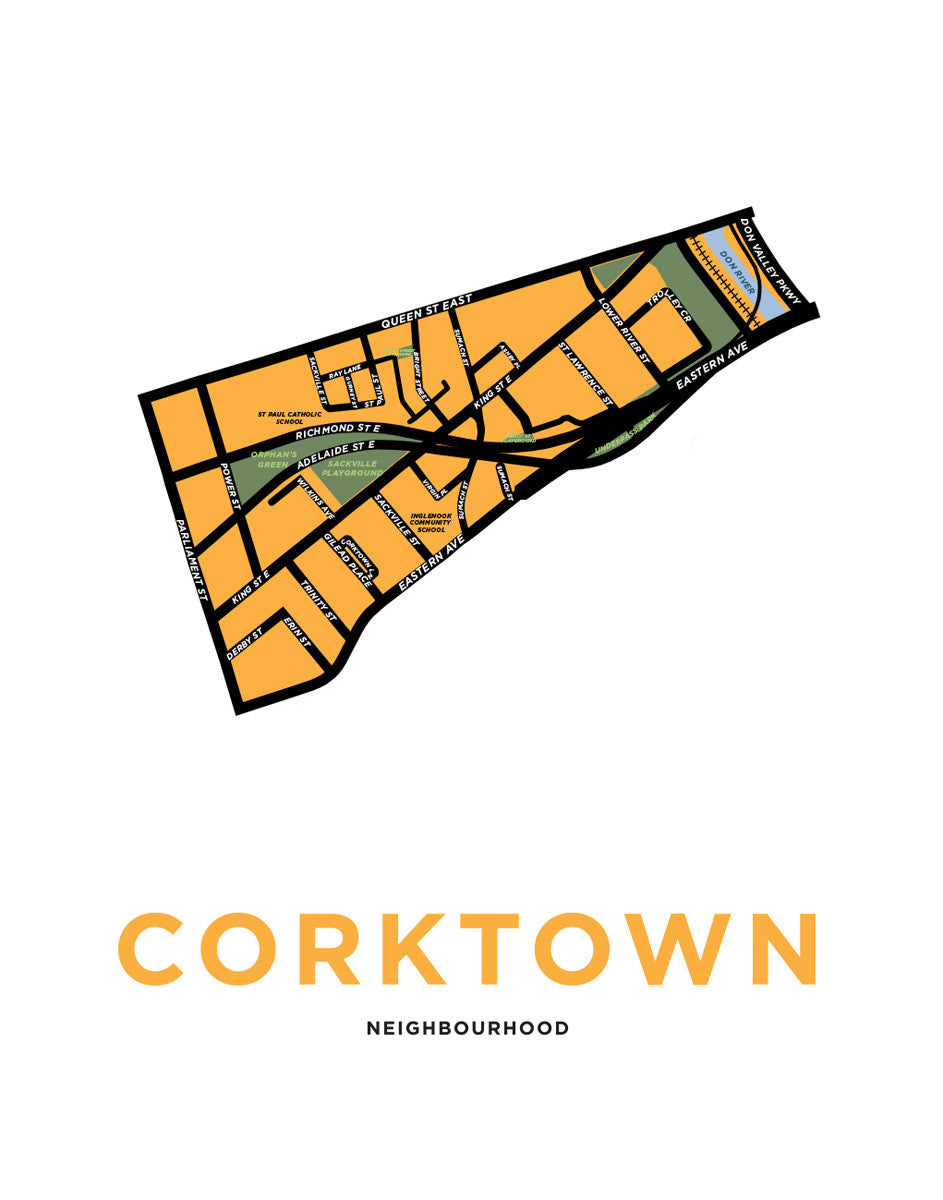 Corktown Neighbourhood Map Print (Toronto)