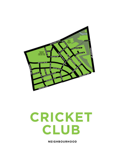 Cricket Club Neighbourhood Map Print - Main Image