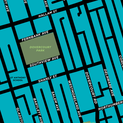 Dovercourt Park Neighbourhood Map Print