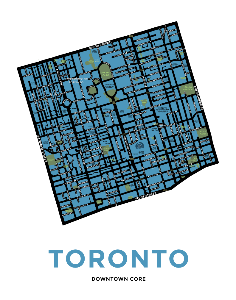 Downtown Toronto Neighbourhood Map Print – Jelly Brothers