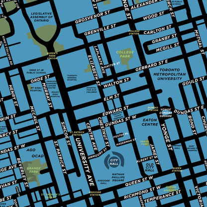 Downtown Toronto Neighbourhood Map Print