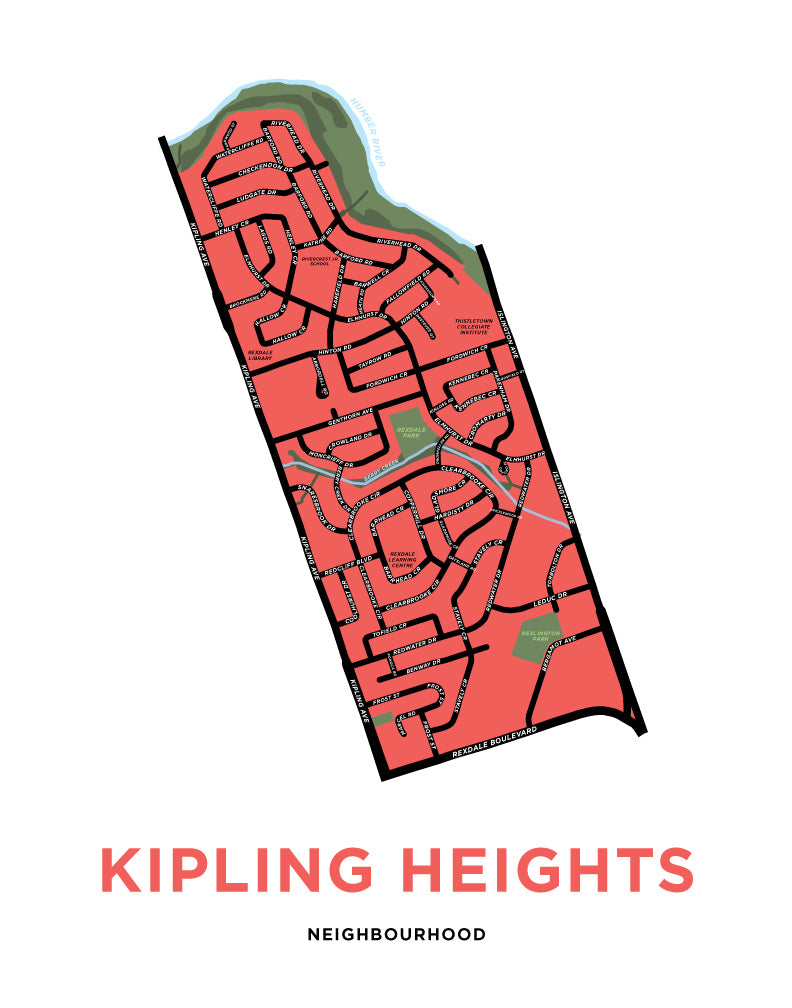 Kipling Heights Neighbourhood Map Print