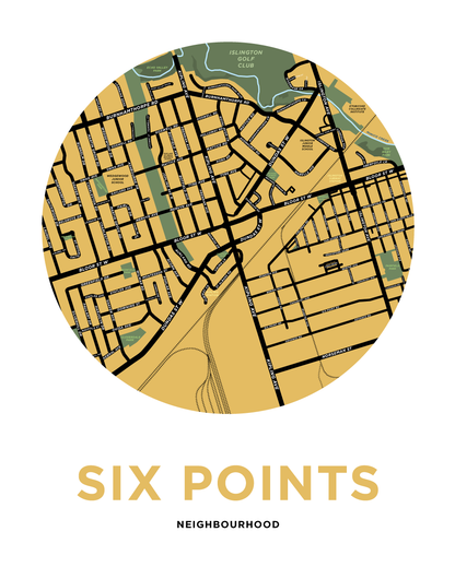 Six Points Neighbourhood Map Print