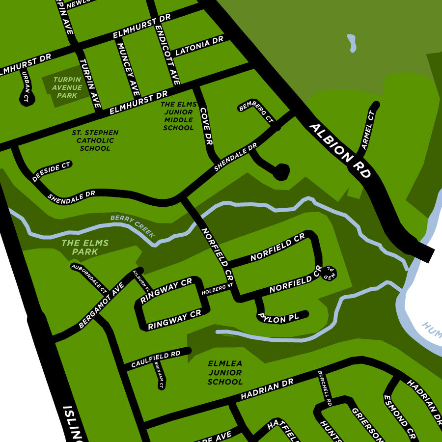 The Elms Neighbourhood Map Print