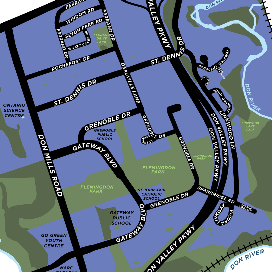 Flemingdon Park Neighbourhood Map Print