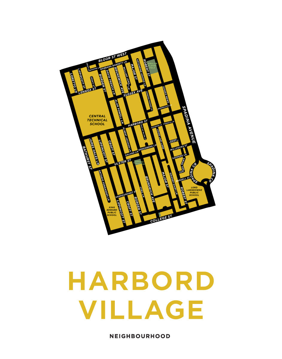 Harbord Village Neighbourhood Map Print Jelly Brothers