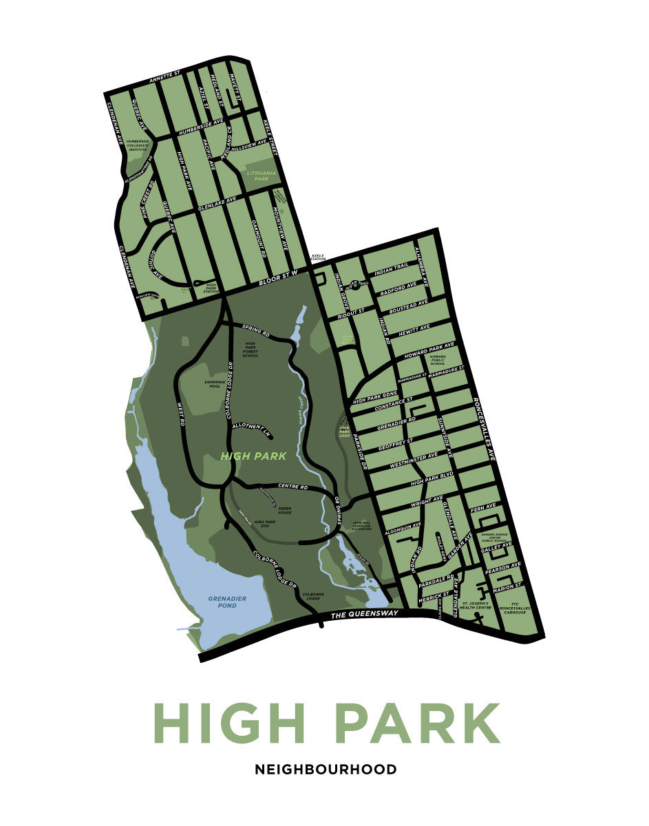 High Park Neighbourhood Map Print