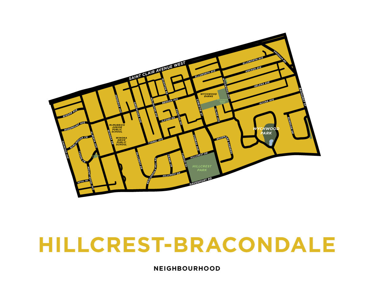 Hillcrest-Bracondale Neighbourhood Map Print