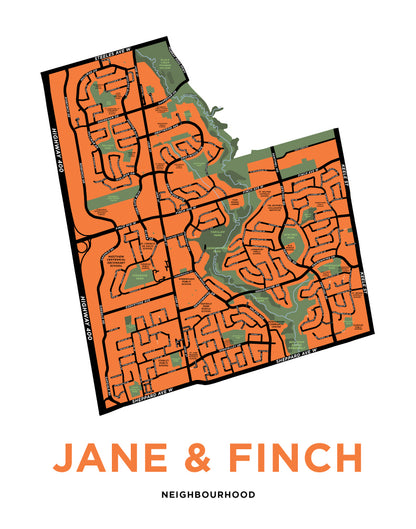 Jane & Finch Map Print