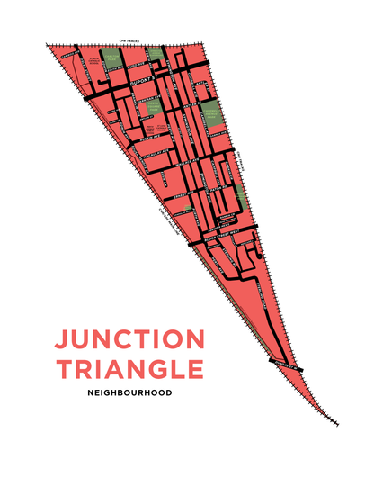 Junction Triangle Neighbourhood Map Print (Toronto)