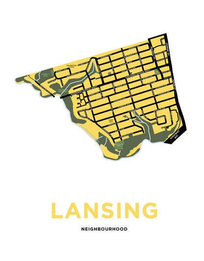 Lansing Neighbourhood Map Print