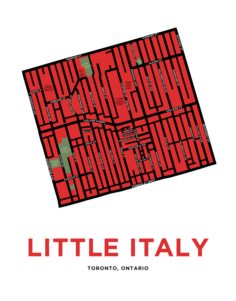 Little Italy Neighbourhood Map Print - Expanded Version