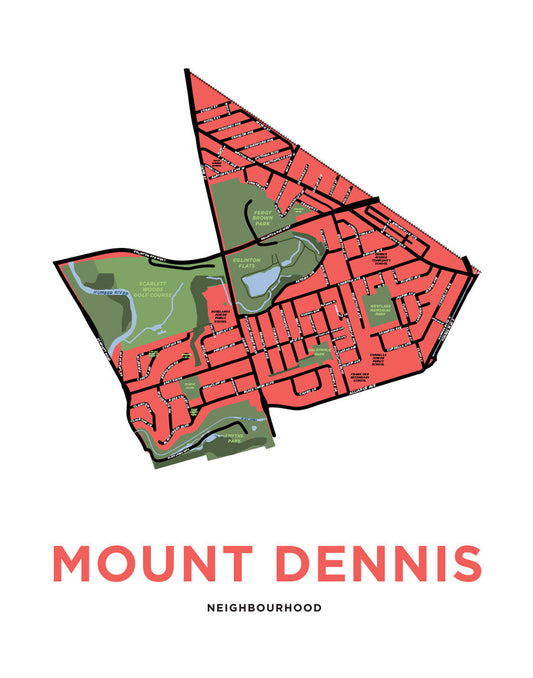 Mount Dennis Neighbourhood Map Print